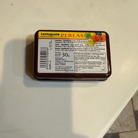 BARCELONA HINGED BON BON PERLAS TIN SOUVENIR STORAGE TRINKETS 4” EMPTY—NO CANDY - Picture 5 of 6